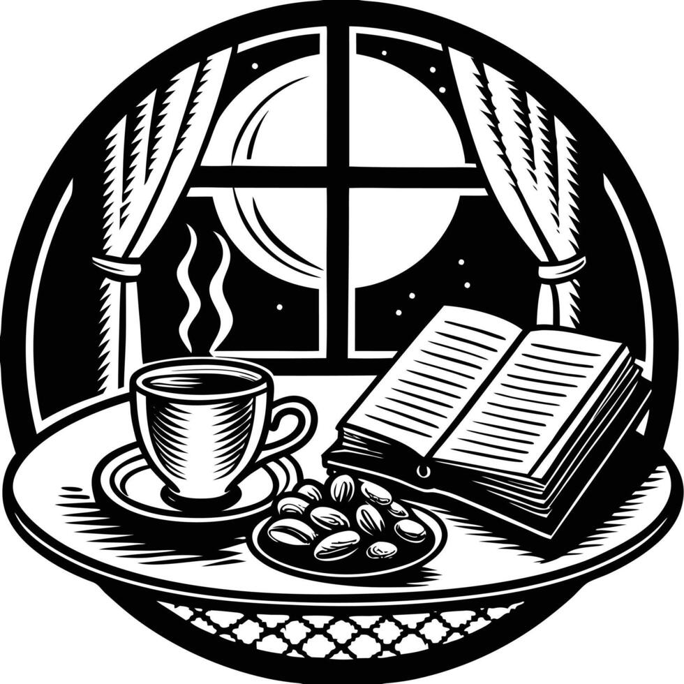Open Quran on a Prayer Mat A Peaceful Reflection in Candlelight vector