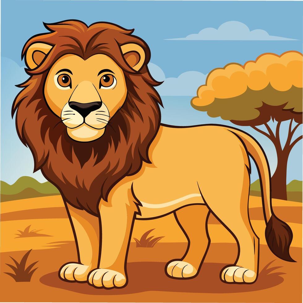 Lion king,Friendly Lion Illustration for Wildlife Graphics vector