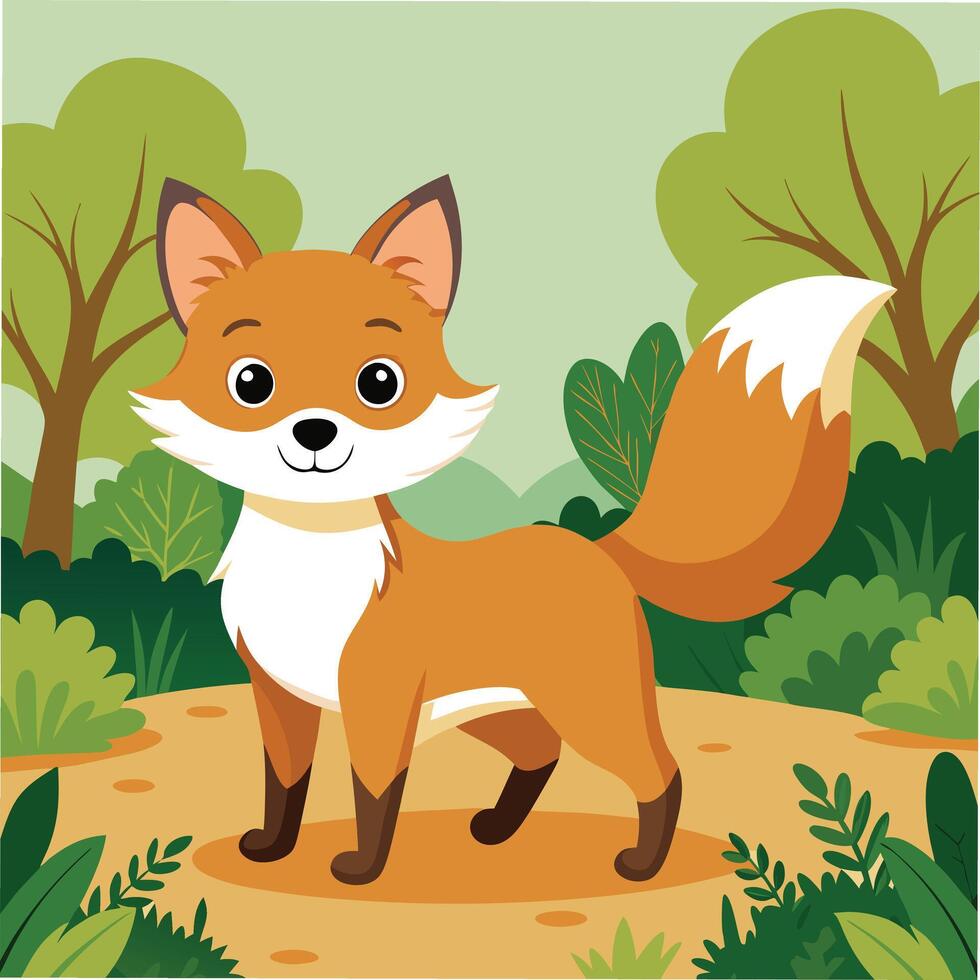 Adorable Cartoon Fox, A Fun and Playful Wildlife Illustration vector
