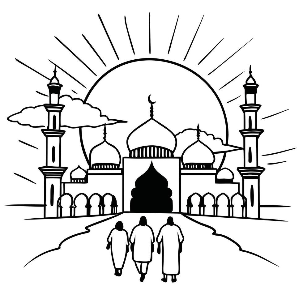 Minimalist Mosque Illustration Perfect for Ramadan and Jummah Mubarak Designs vector