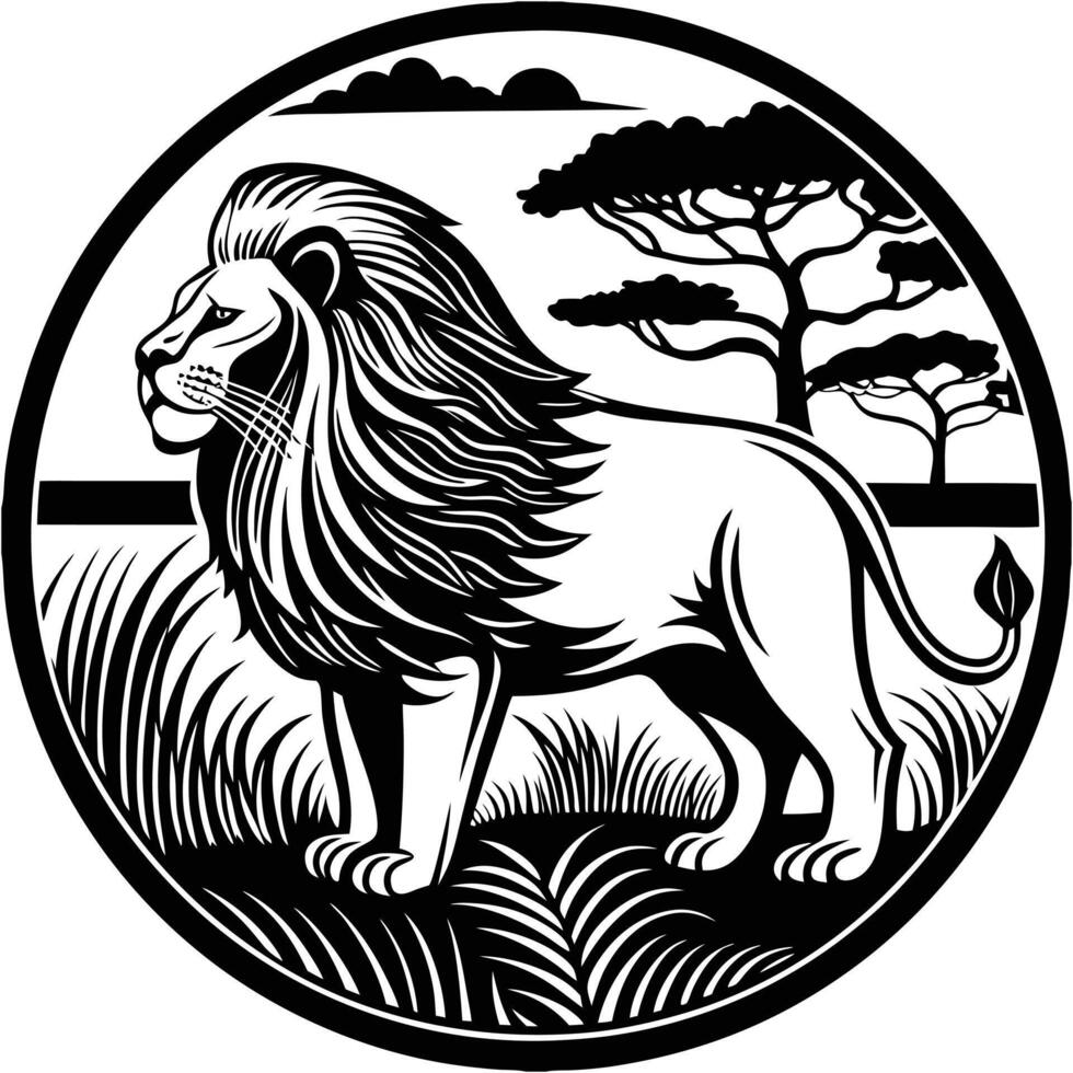 lion silhouette icon, side view. symbol of courage, bravery and power vector
