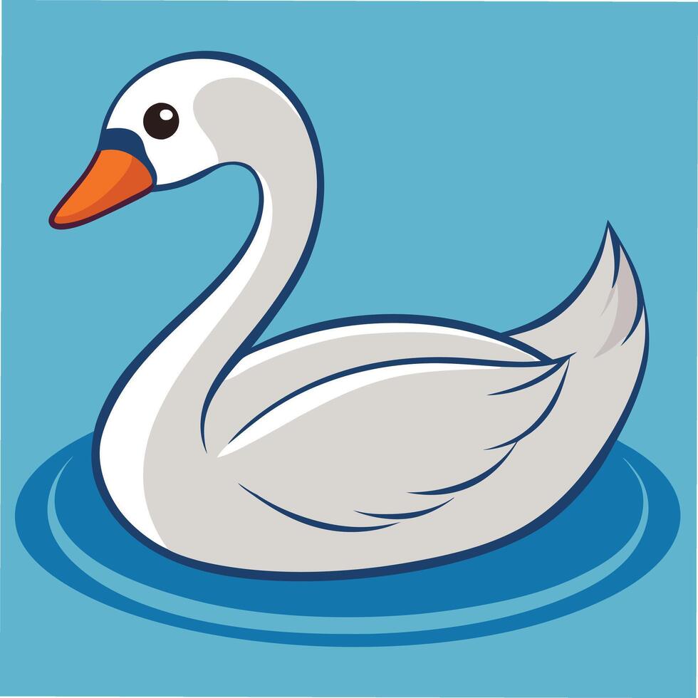 Majestic White Swan Reflection A Stunning Scenic Beauty in blue background vector
