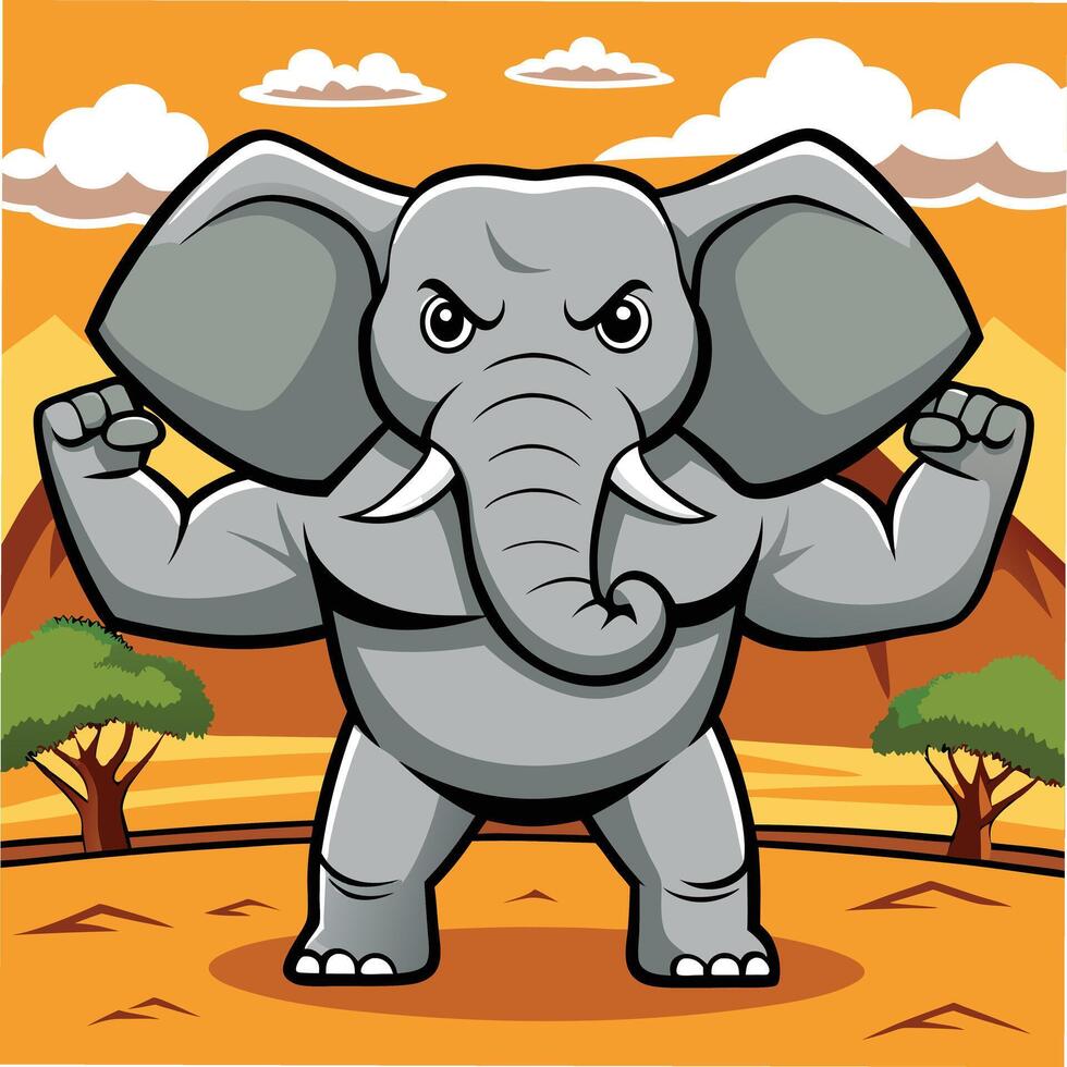 Big Tusk Elephant A Symbol of Strength, Children book illustration vector
