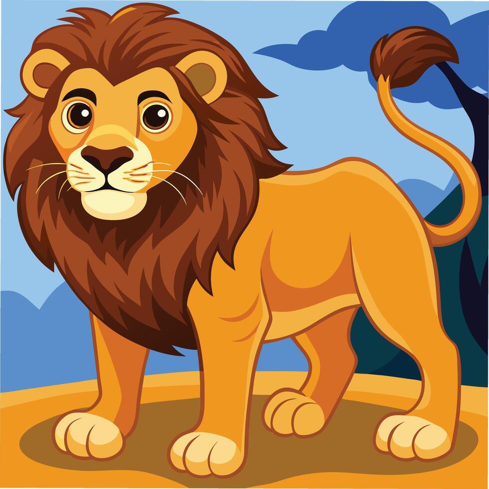 Playful Lion illustration Art in a Jungle for children book vector