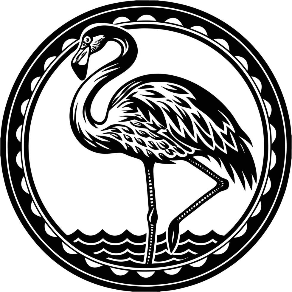 Vibrant Pink Flamingo Illustration for Tropical silhouette Designs vector