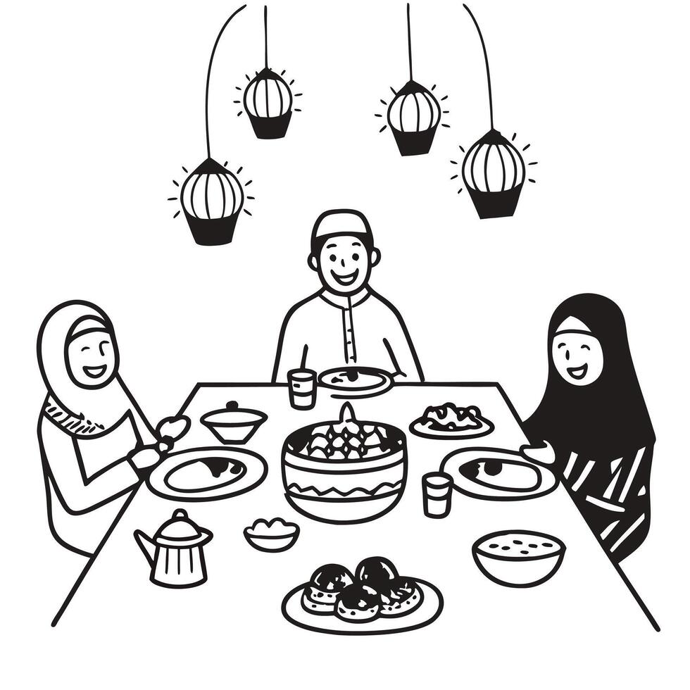 Ramadan Suhoor Inspiration Quran, Tea, and Dates by the Window vector
