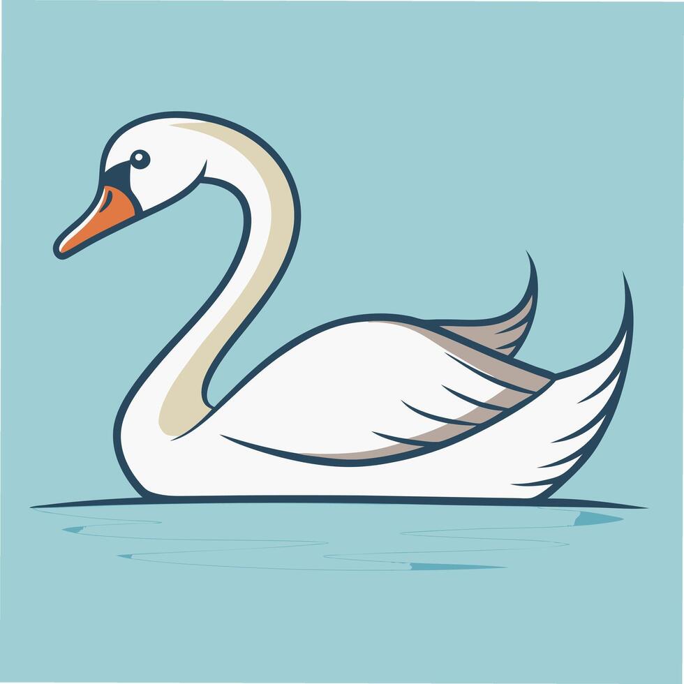 Graceful Swan Illustration A Serene Lake Wildlife Artwork vector