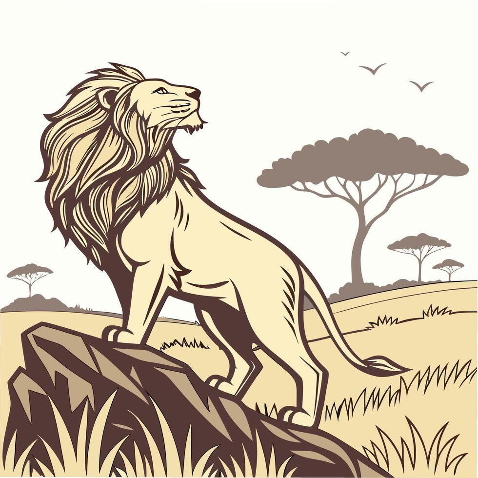 Bright Safari Lion Artwork for Kids and Decor vector