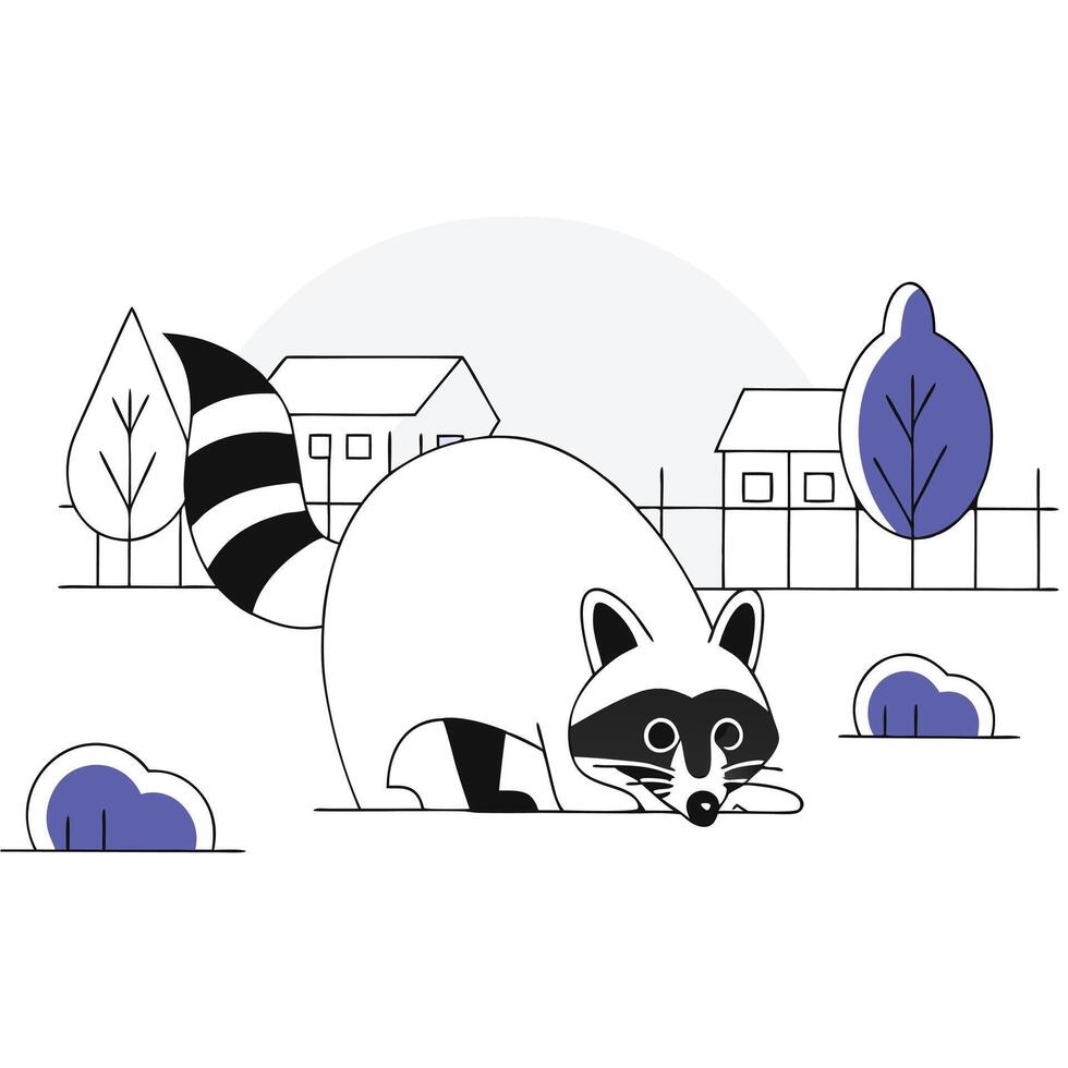 Cute and Furry Raccoon A Delightful Pet Like Cartoon Animal vector