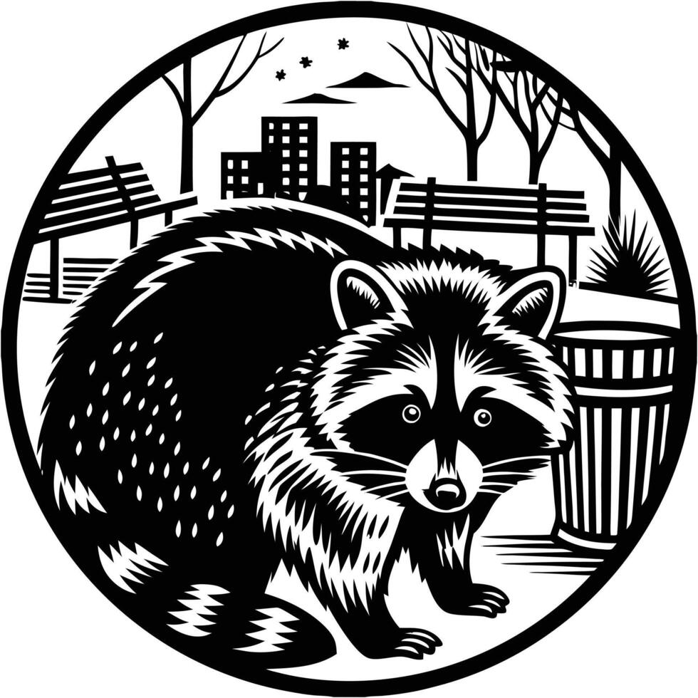 Whimsical Raccoon Illustration A Perfect Blend of Fun and Nature vector