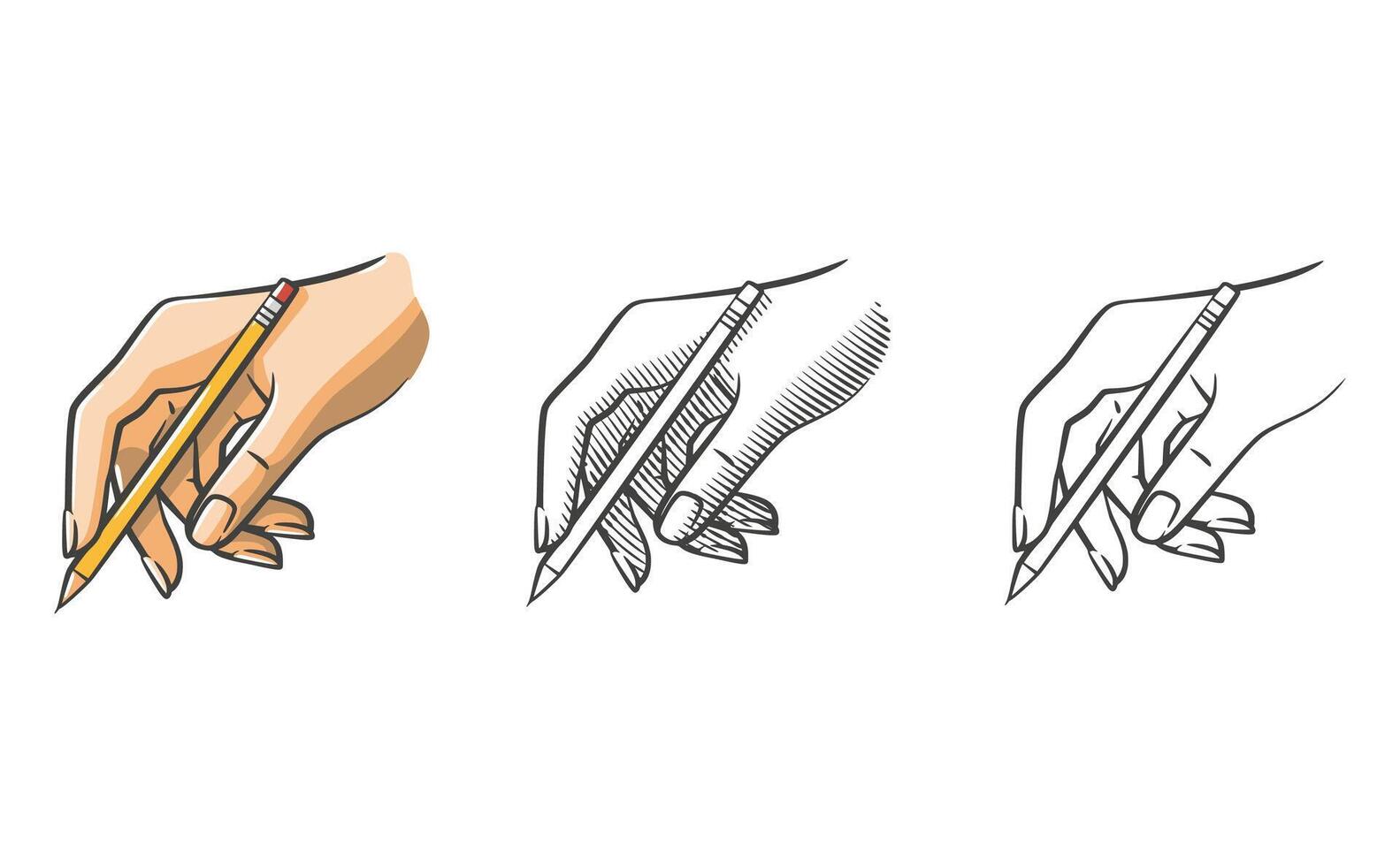 Writing Hand Gesture Illustration Line Art Shaded and Colored vector