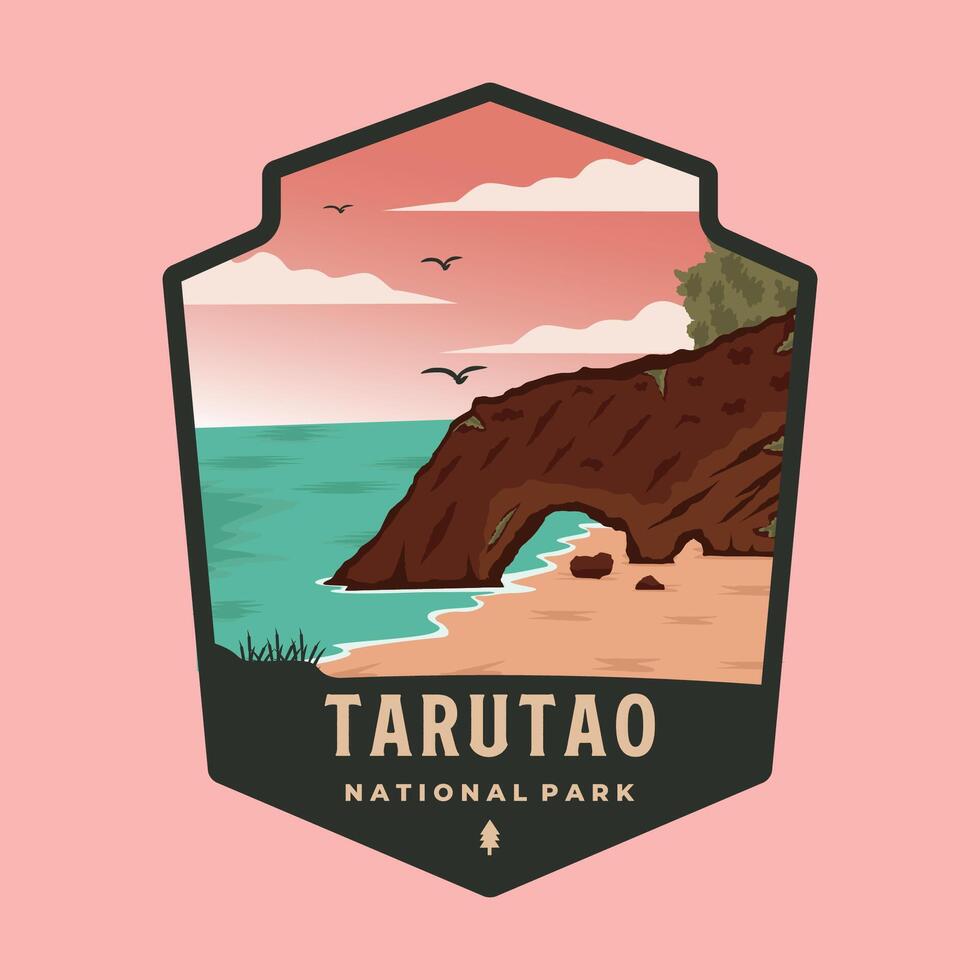 tarutao national park logo emblem patch illustration design, stone arch at khai island landmark emblem design vector