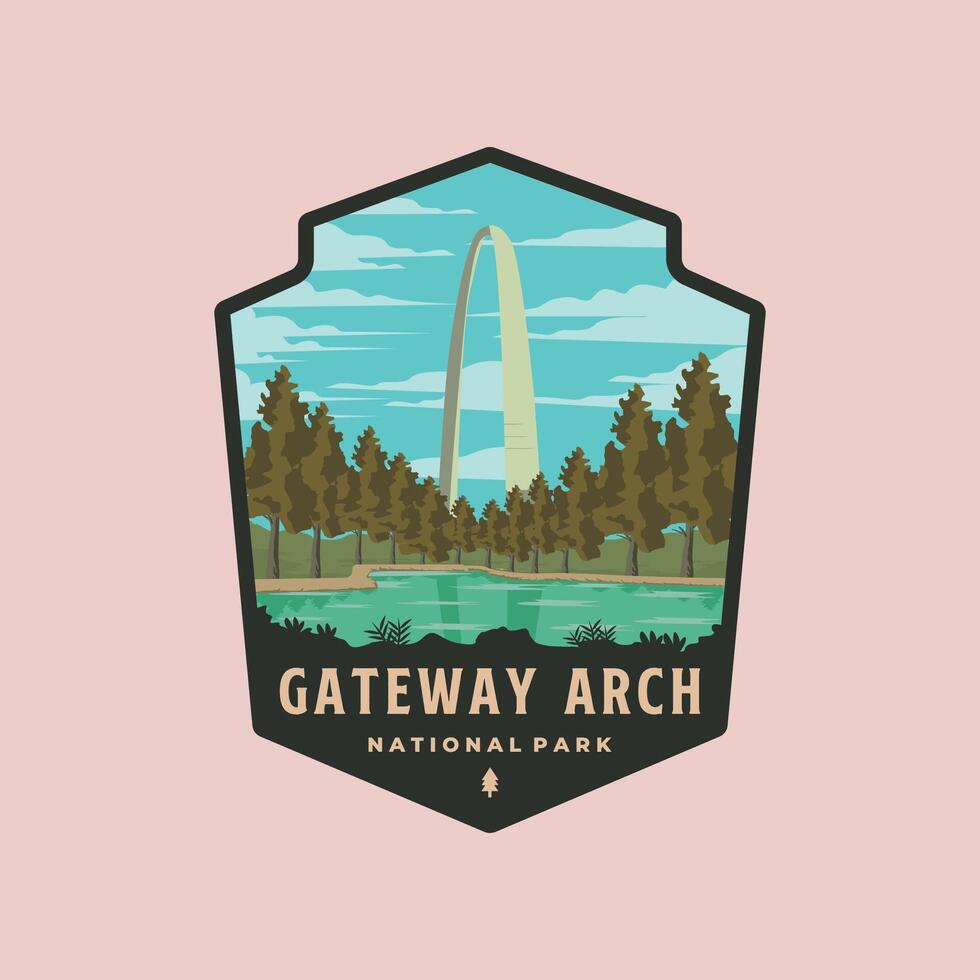 gateway arch national park emblem logo symbol illustration design vector