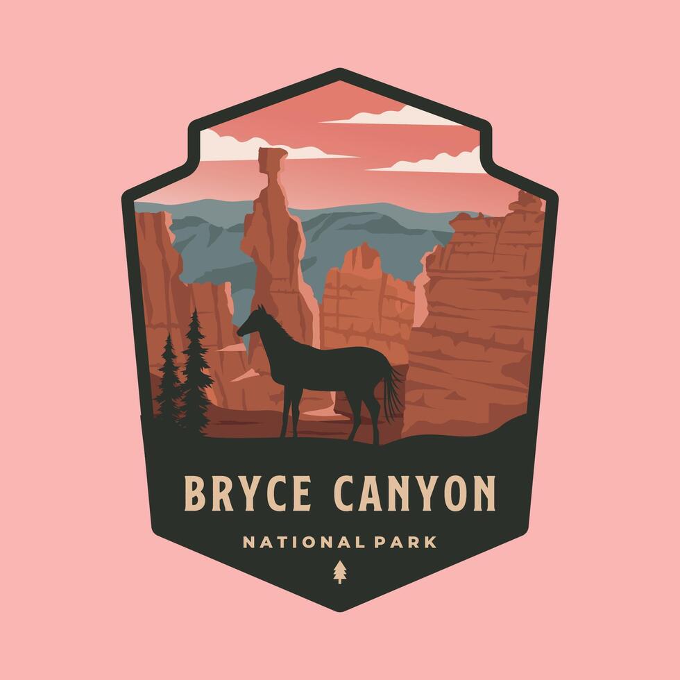 byce canyon national park patch logo illustration design, utah landmark illustration emblem style vector