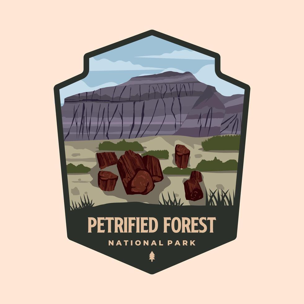 petrified forest national park patch logo illustration design, Arizona landmark emblem design vector