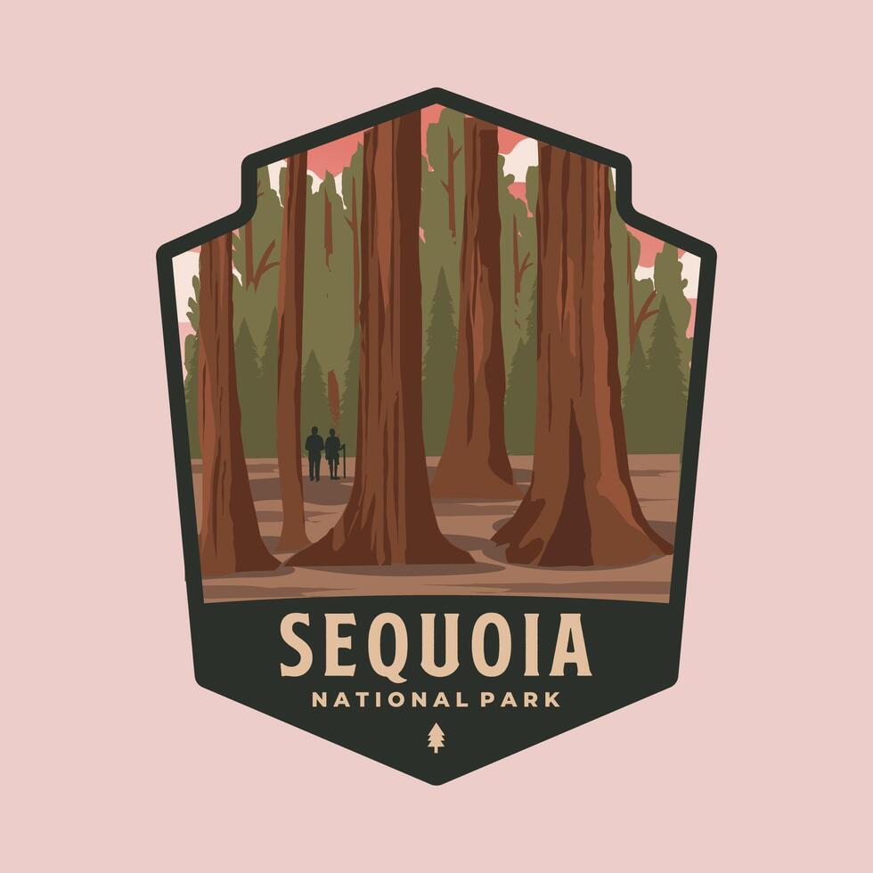 sequoia national park patch logo symbol illustration design, california landmark in badge emblem patch style vector