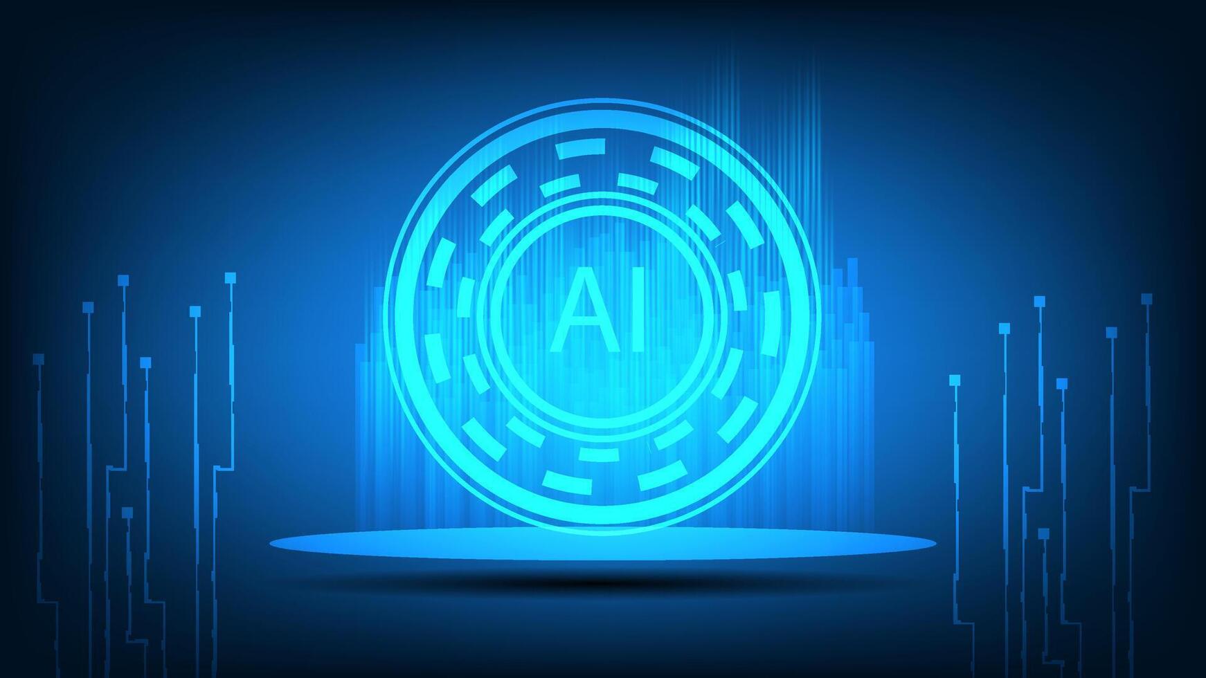 Abstract digital high tech AI design for banner background vector