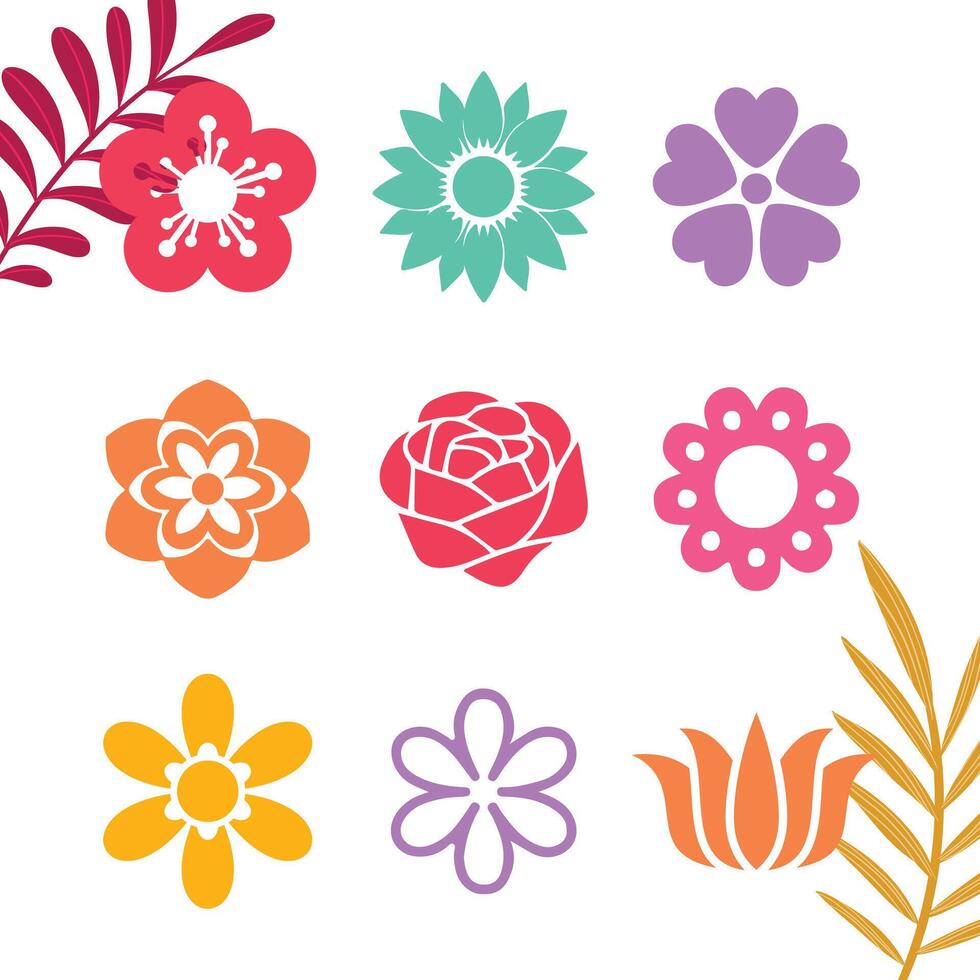 Set of Colorful Flower Icon Pro . Flower. vector