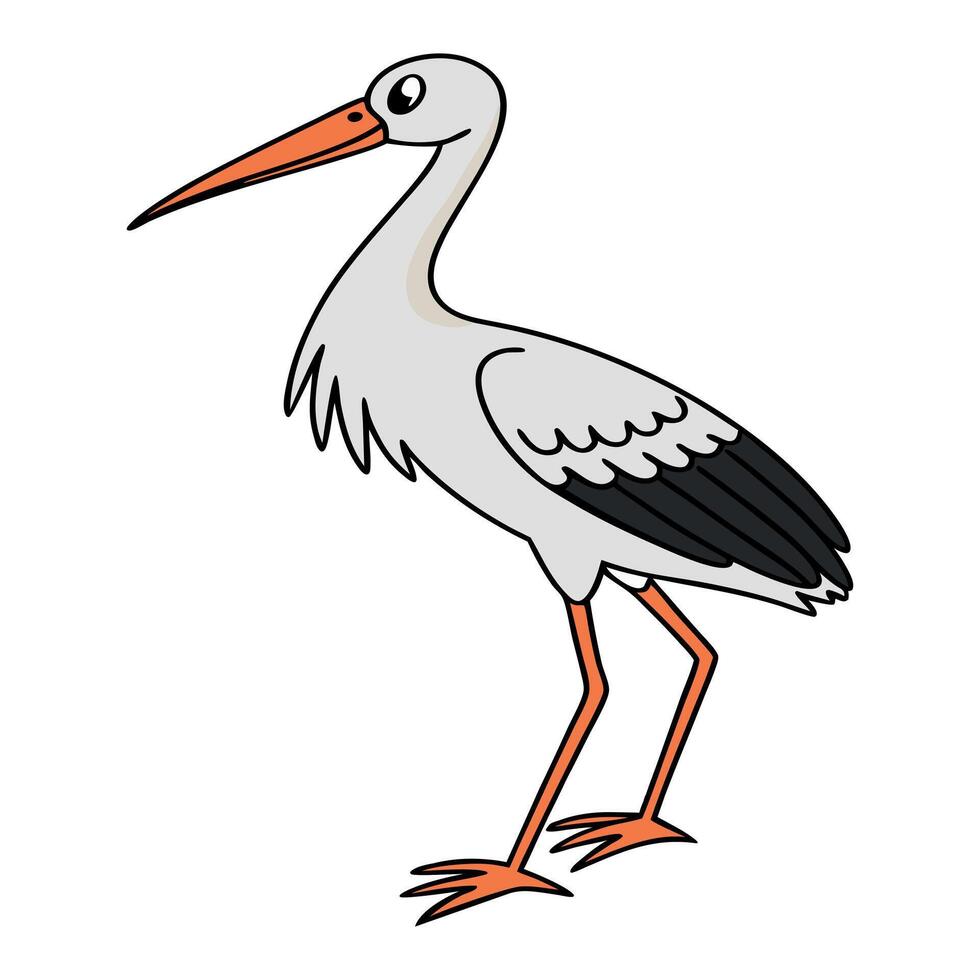 White stork cartoon vector