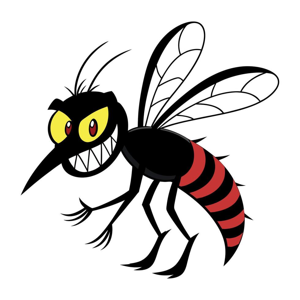 Angry mosquito cartoon vector