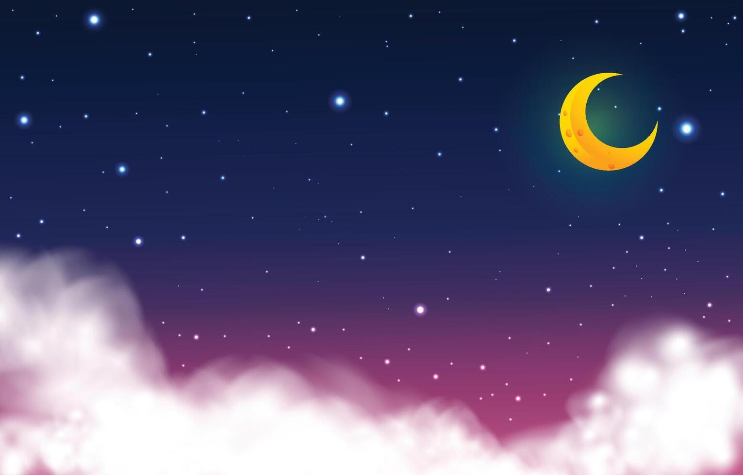 Night sky background with moon and clouds vector