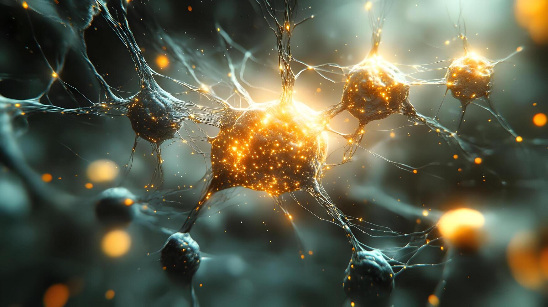 Glowing Abstract 3D Neural Network Illustration photo