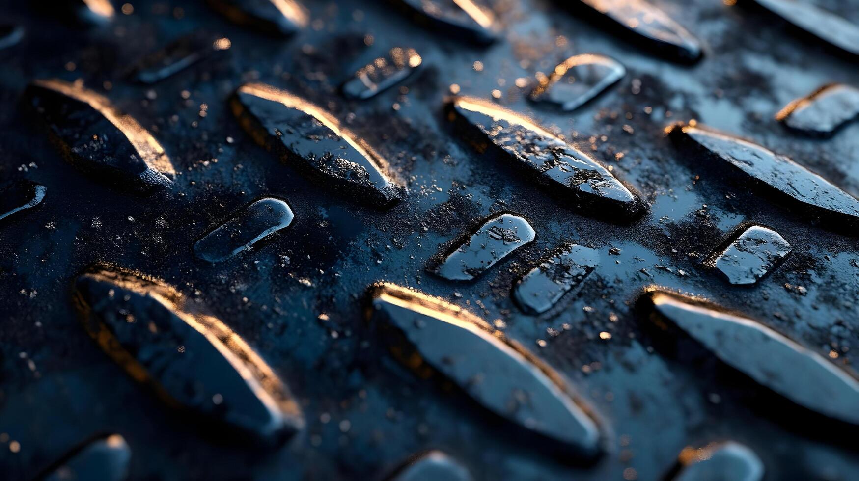 Abstract Background of a Black Metal Surface with a Diamond Plate Pattern photo