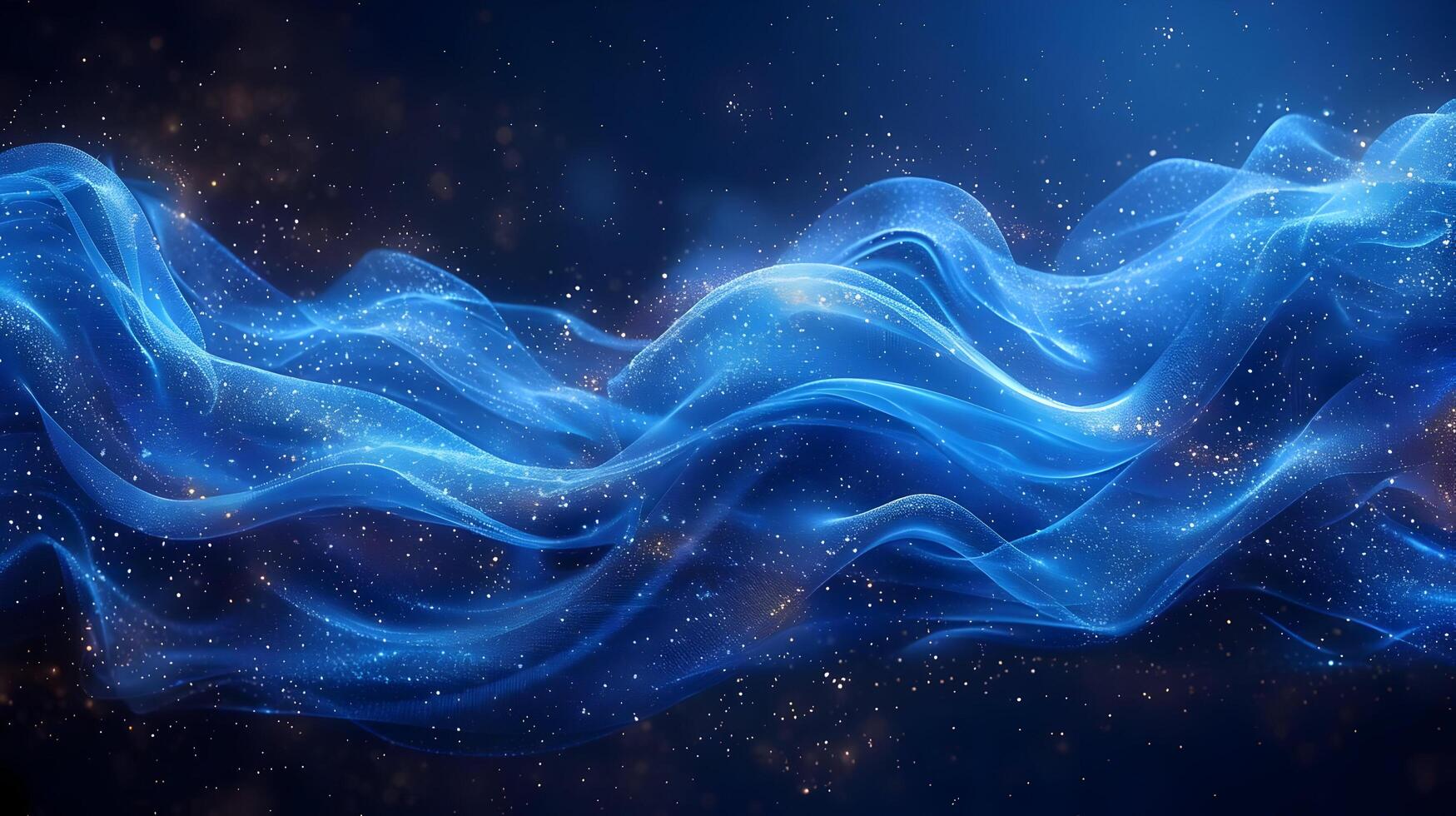 Abstract Blue Wave Background with Sparkling Dust photo