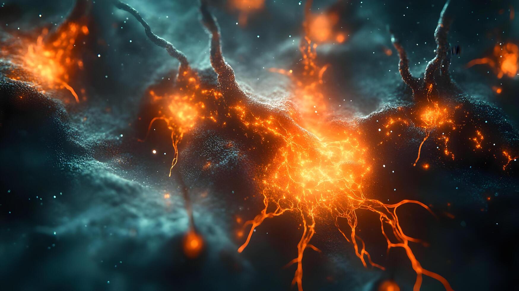 Abstract 3D Background with Glowing Orange Veins photo