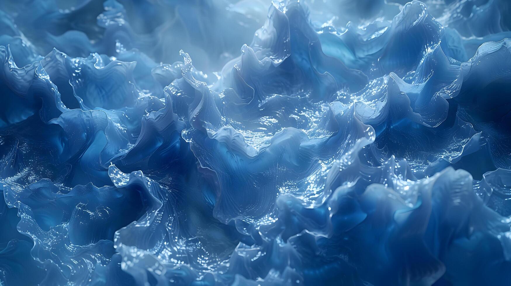 Abstract Blue 3D Background with Waves and Depth photo