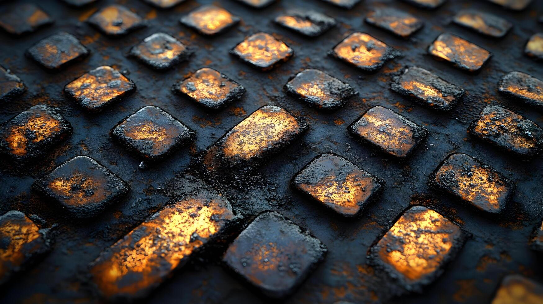 Rusty Metal Texture with Glowing Squares - 3D Illustration photo