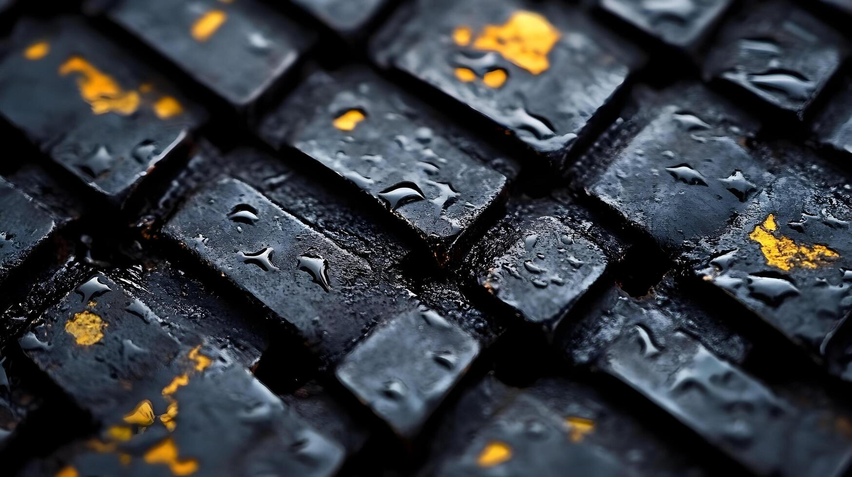Black and Gold Wet Tiles Abstract Background photo