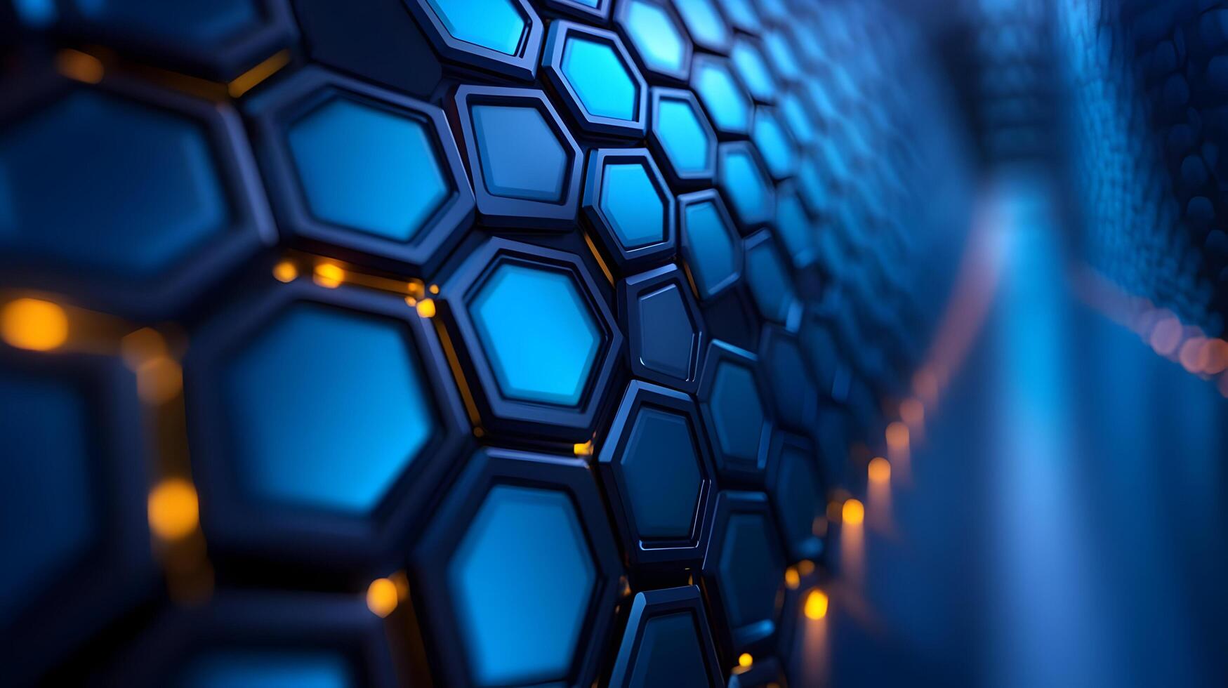 Abstract 3D Background - Hexagon Pattern with Blue and Yellow photo
