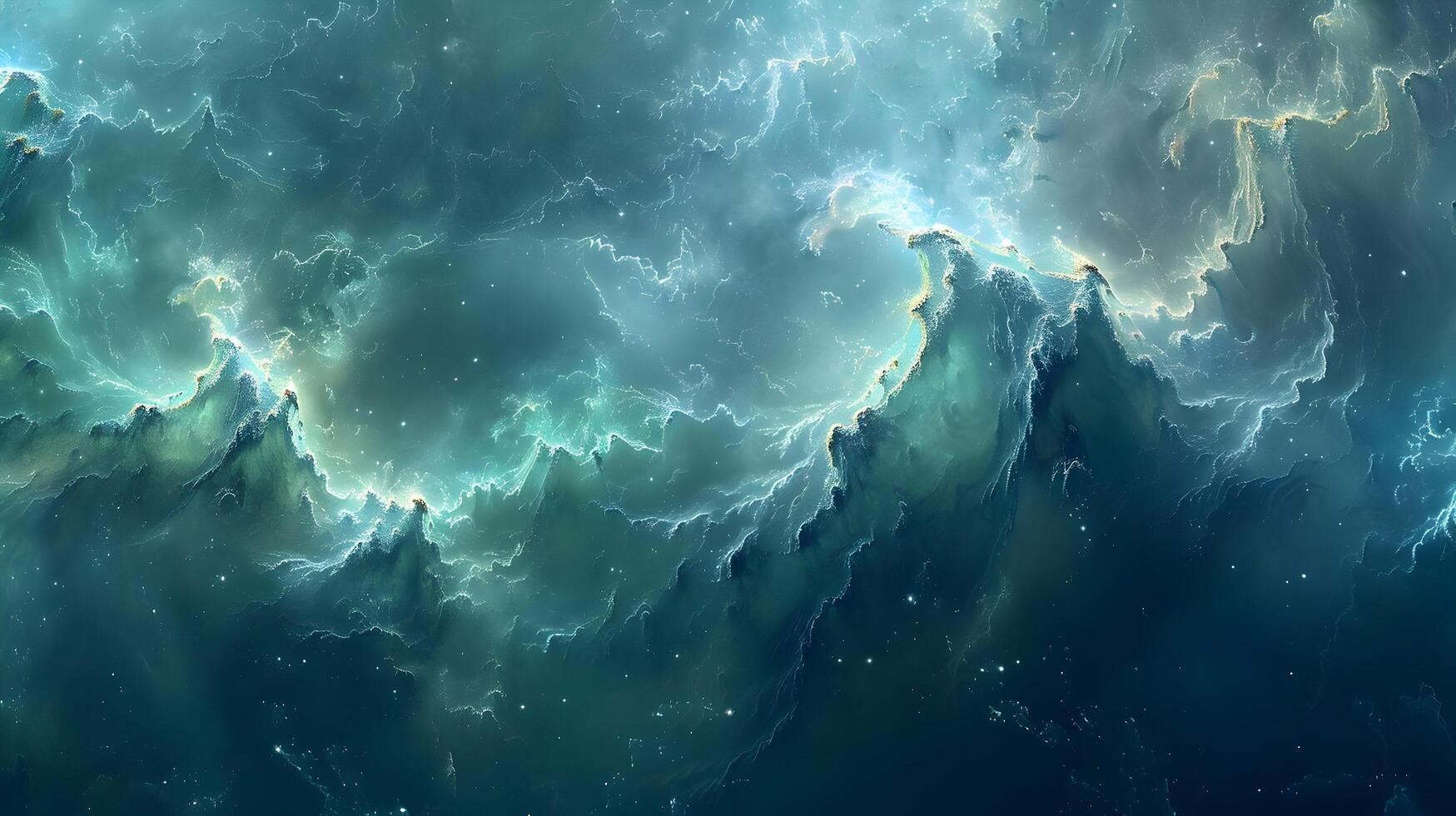 Abstract Background - Teal Nebula With White Stars photo