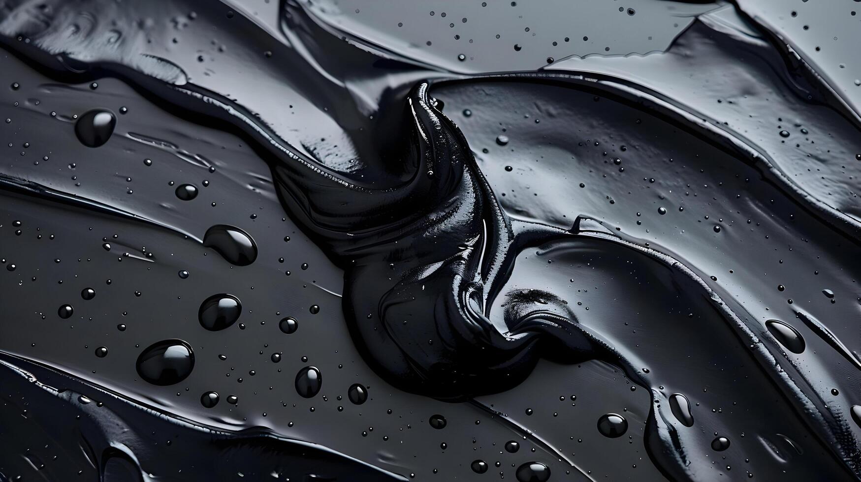 Abstract Black Liquid Background - Swirling Texture with Water Drops photo