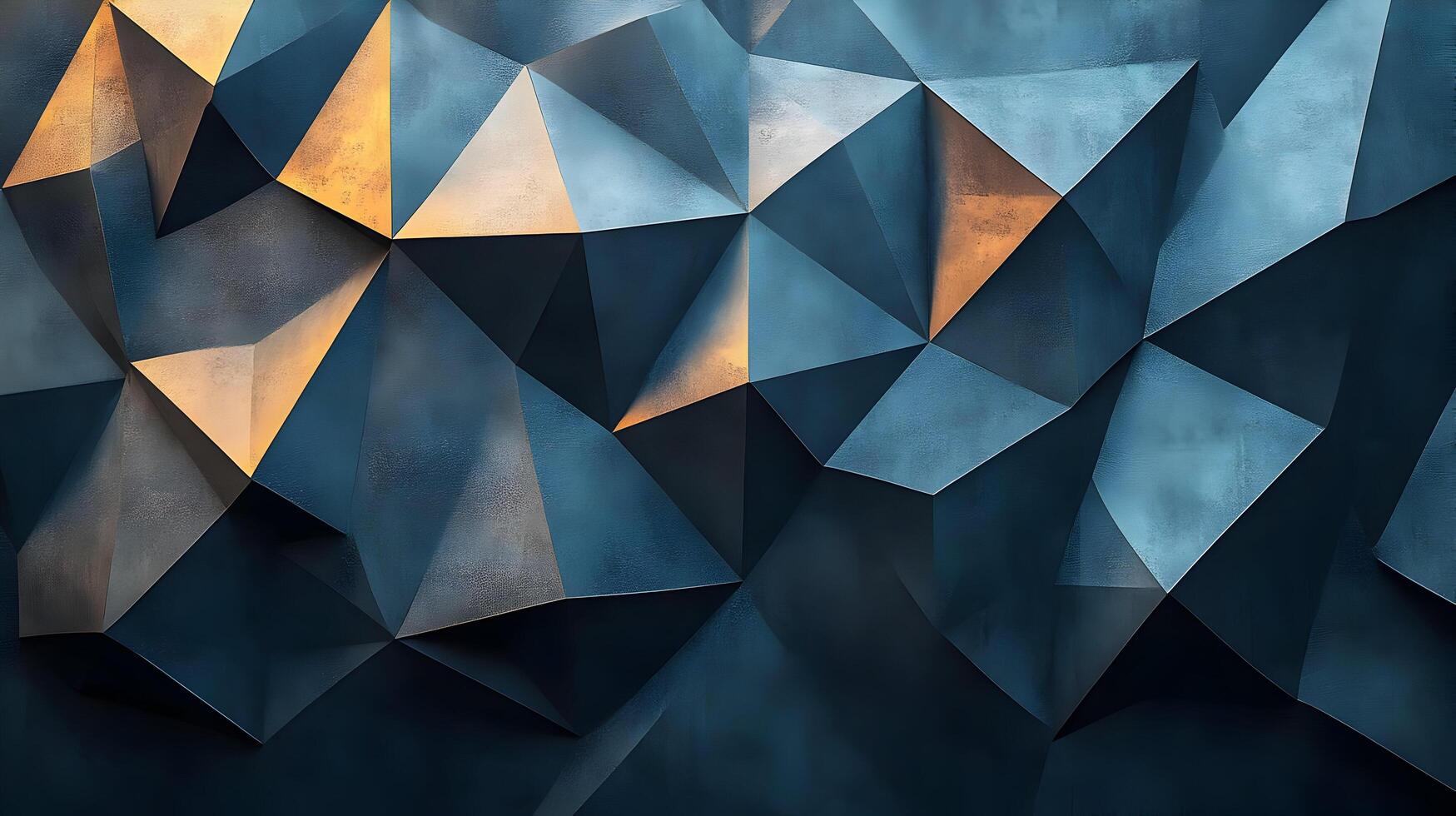Abstract Blue and Gold Geometric Pattern 3D Illustration photo