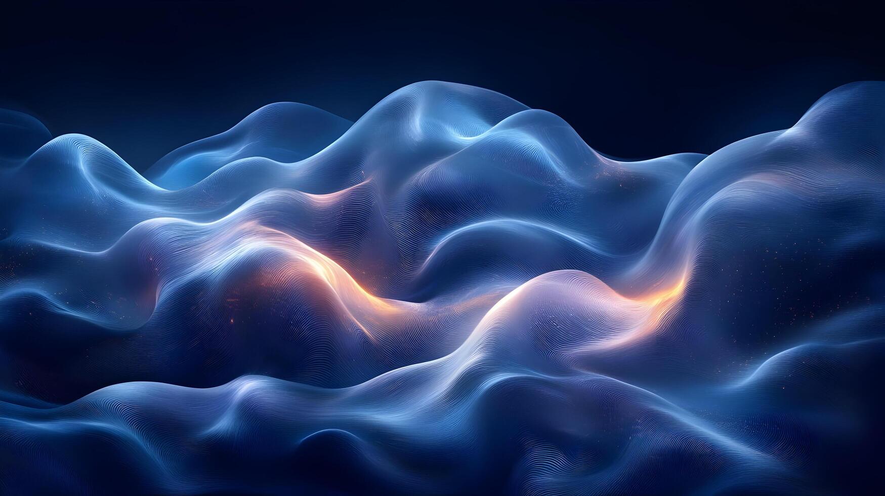 Abstract 3D Background with Blue Wavy Lines and Glowing Lights photo