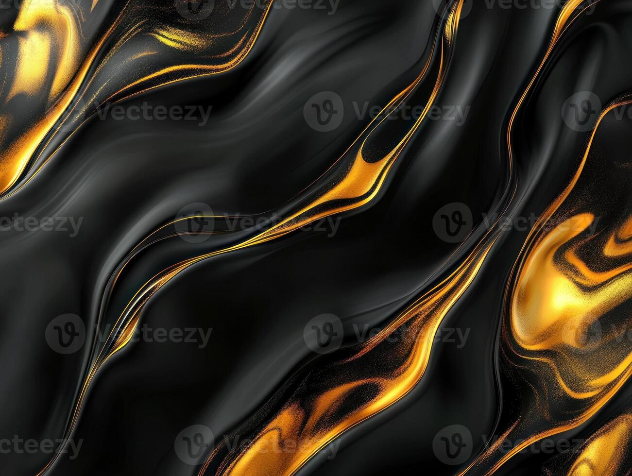 Luxurious black and gold abstract background with seamless fluid patterns photo