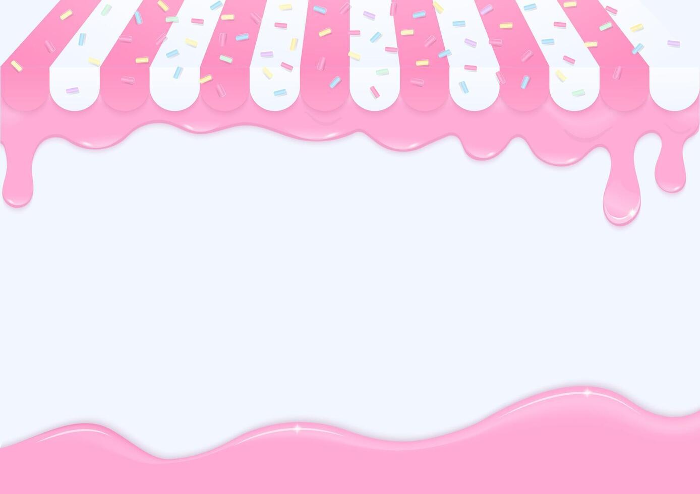 Bakery shop and pink liquid melting on white background vector