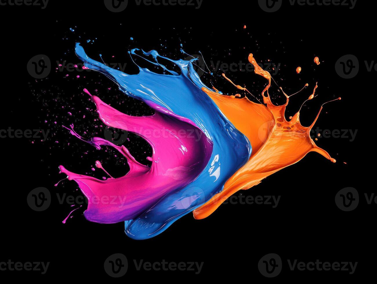 Vibrant paint splash explosion highlighting dynamic color contrast on black background photo