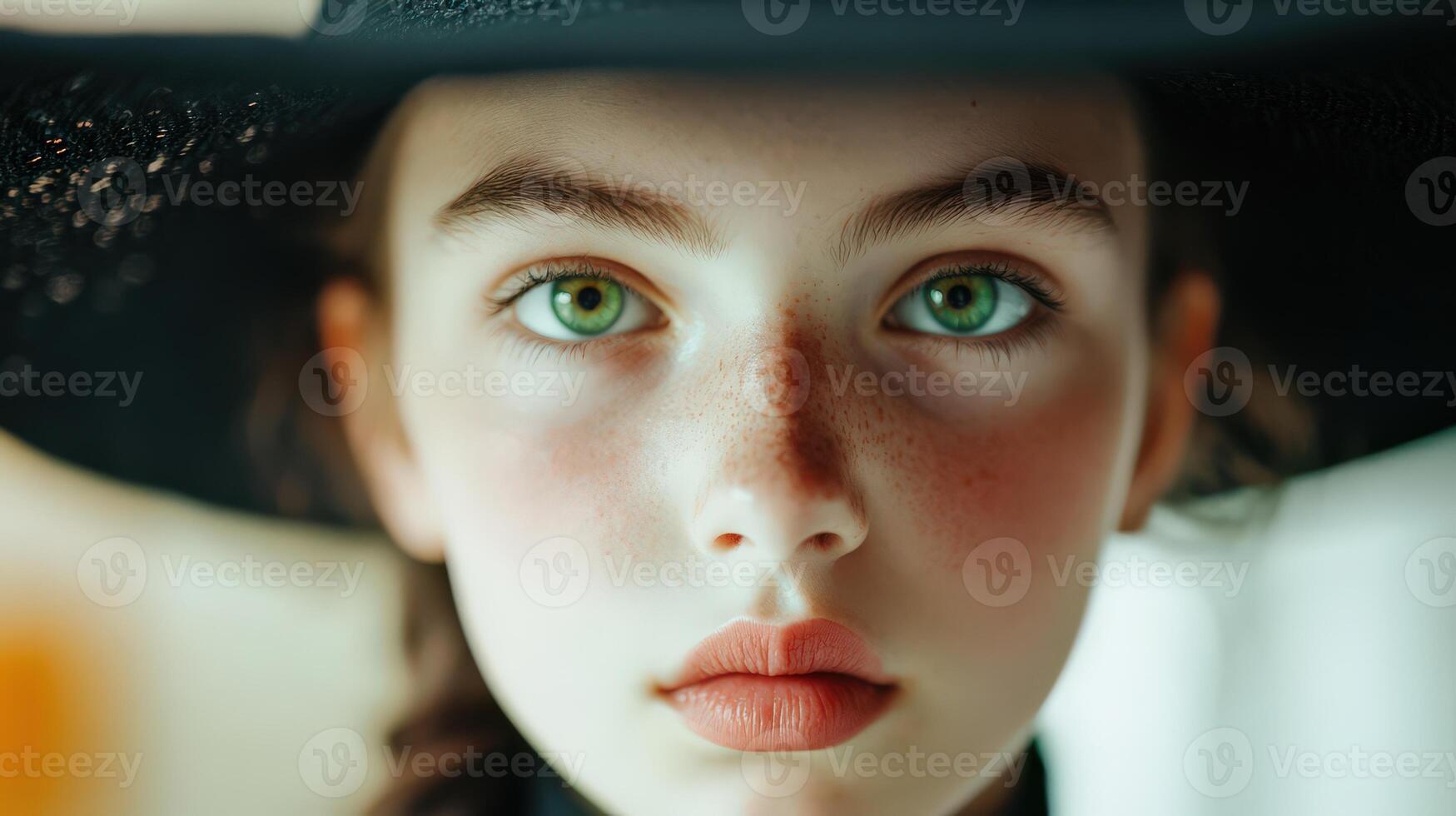 Young Girl Portrait Wearing A Wide Brimmed Hat photo