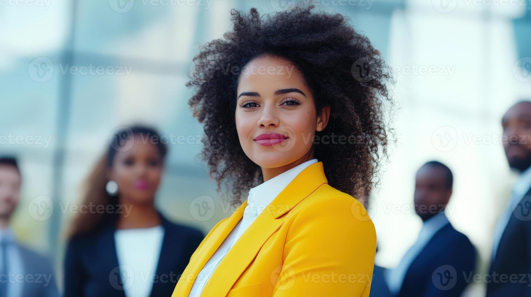 Confident Black Woman in Yellow Business Suit photo