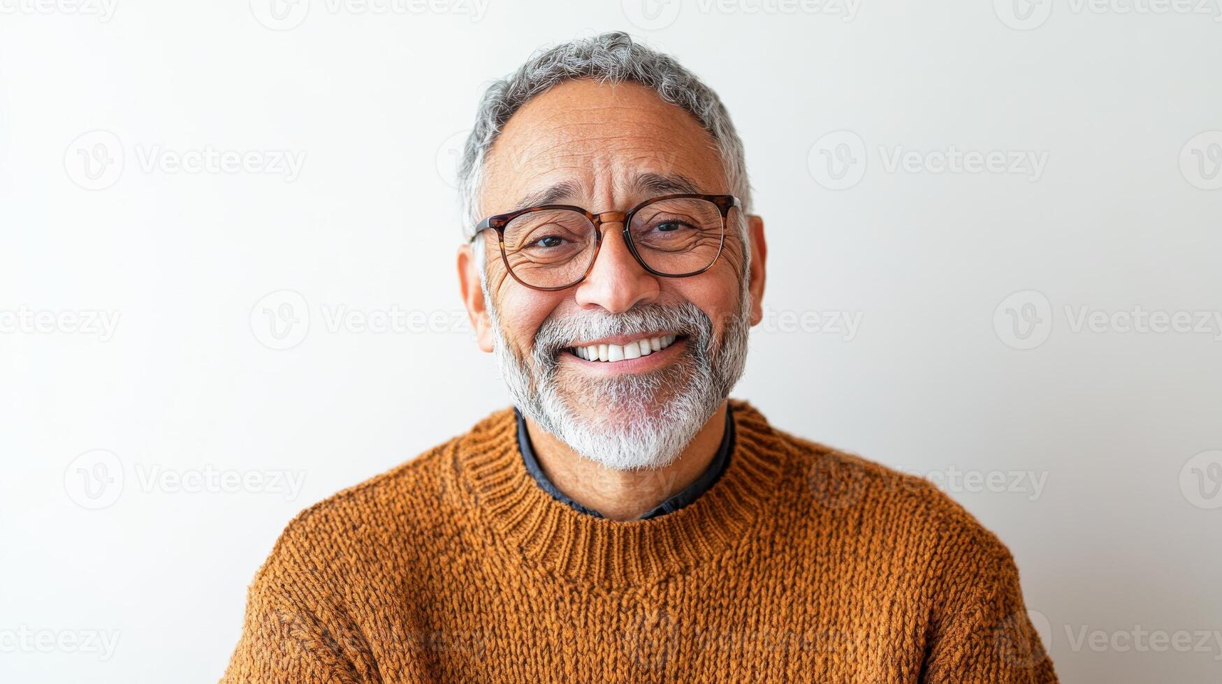 Happy Smiling Senior Man Wearing Glasses and Sweater photo