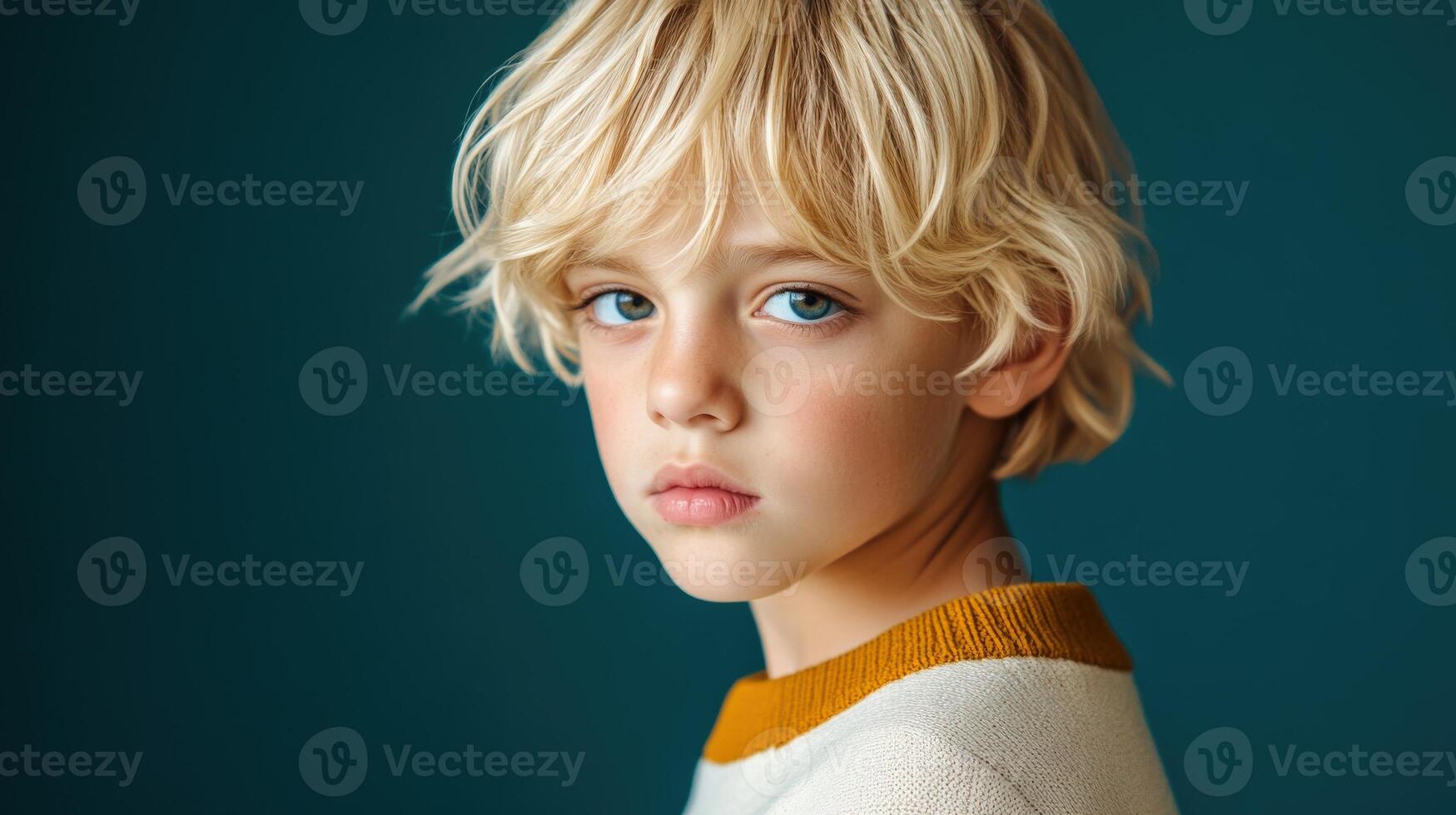 Portrait of a Young Boy with Blonde Hair photo