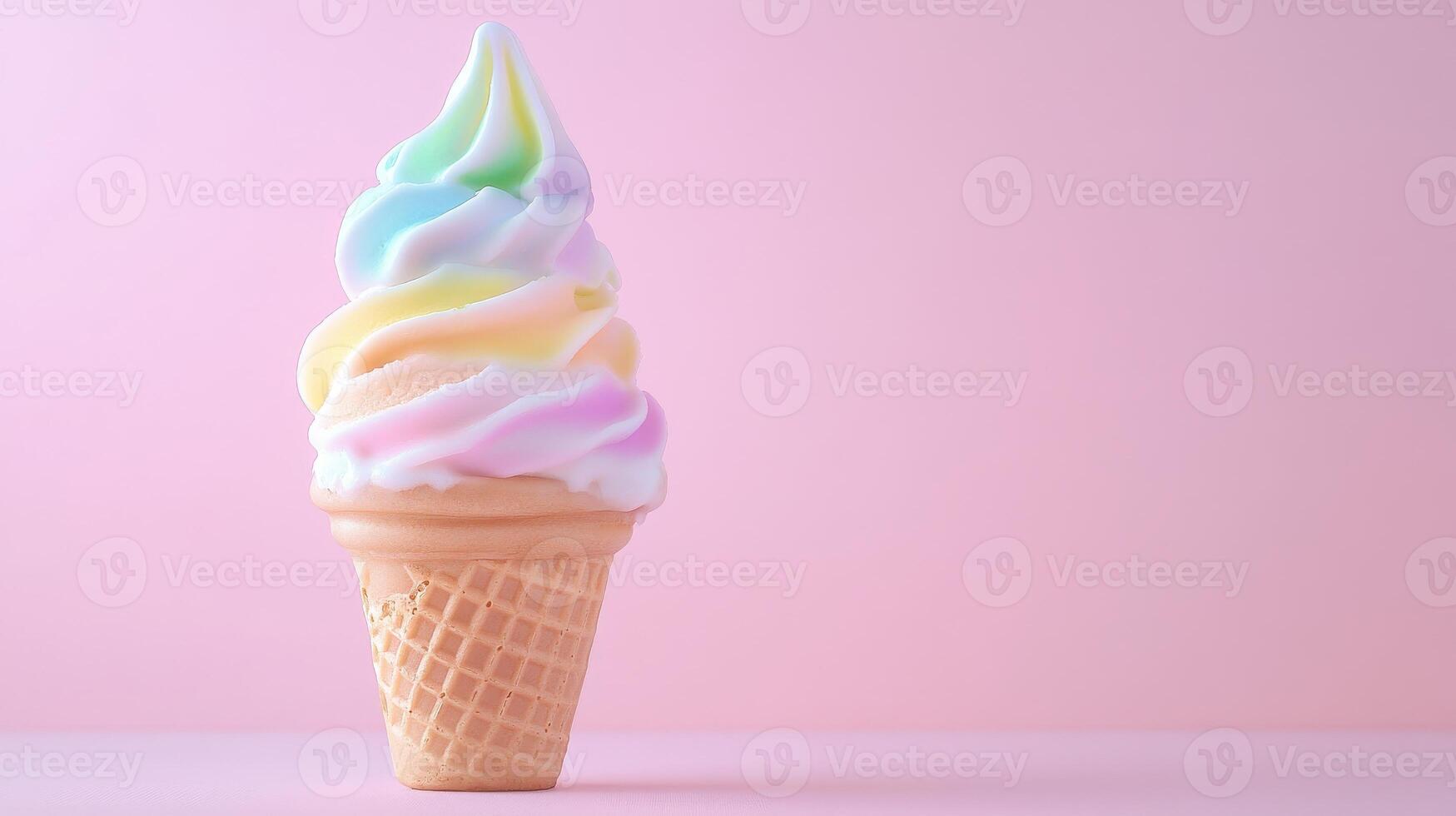 Rainbow Swirl Soft Serve Ice Cream Cone photo