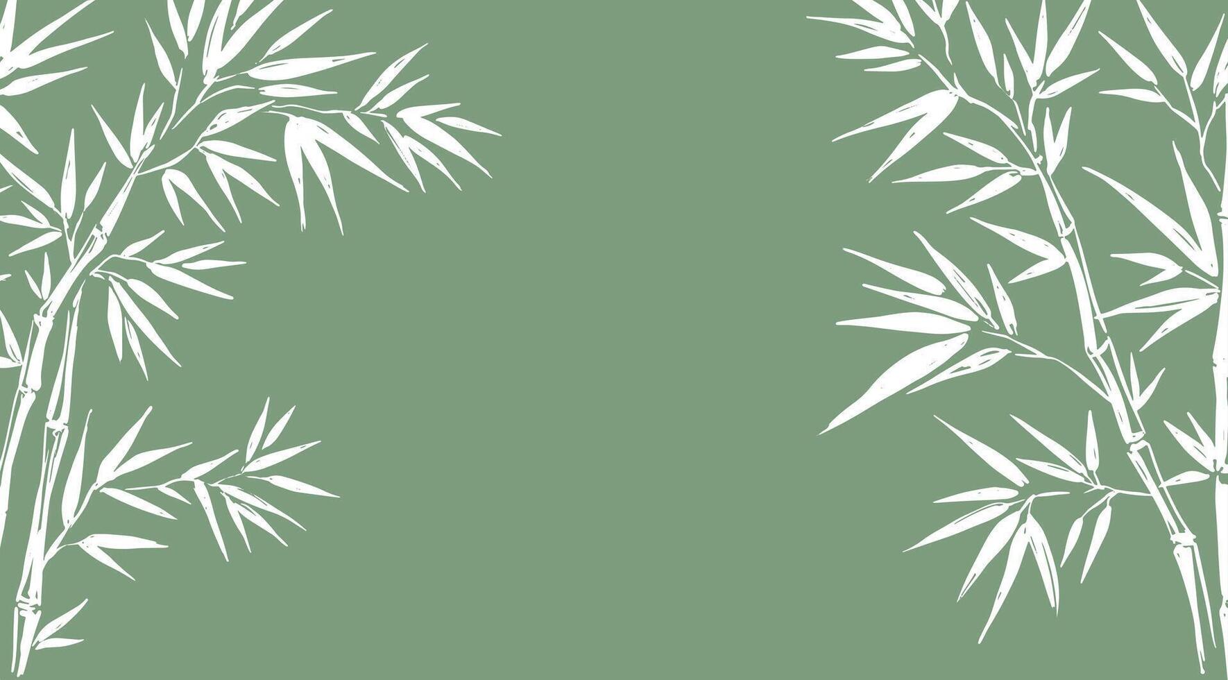 Frame with Bamboo tree on green, Hand drawn style. vector