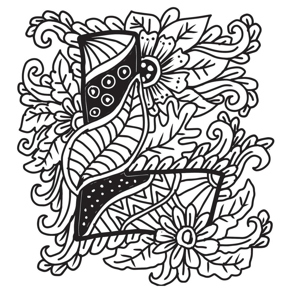 Letter L in ethnic style. Illustration for coloring book page. vector