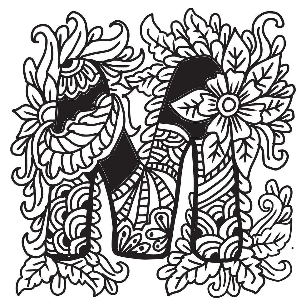 alpLetter M in ethnic style. Illustration for coloring book page. vector
