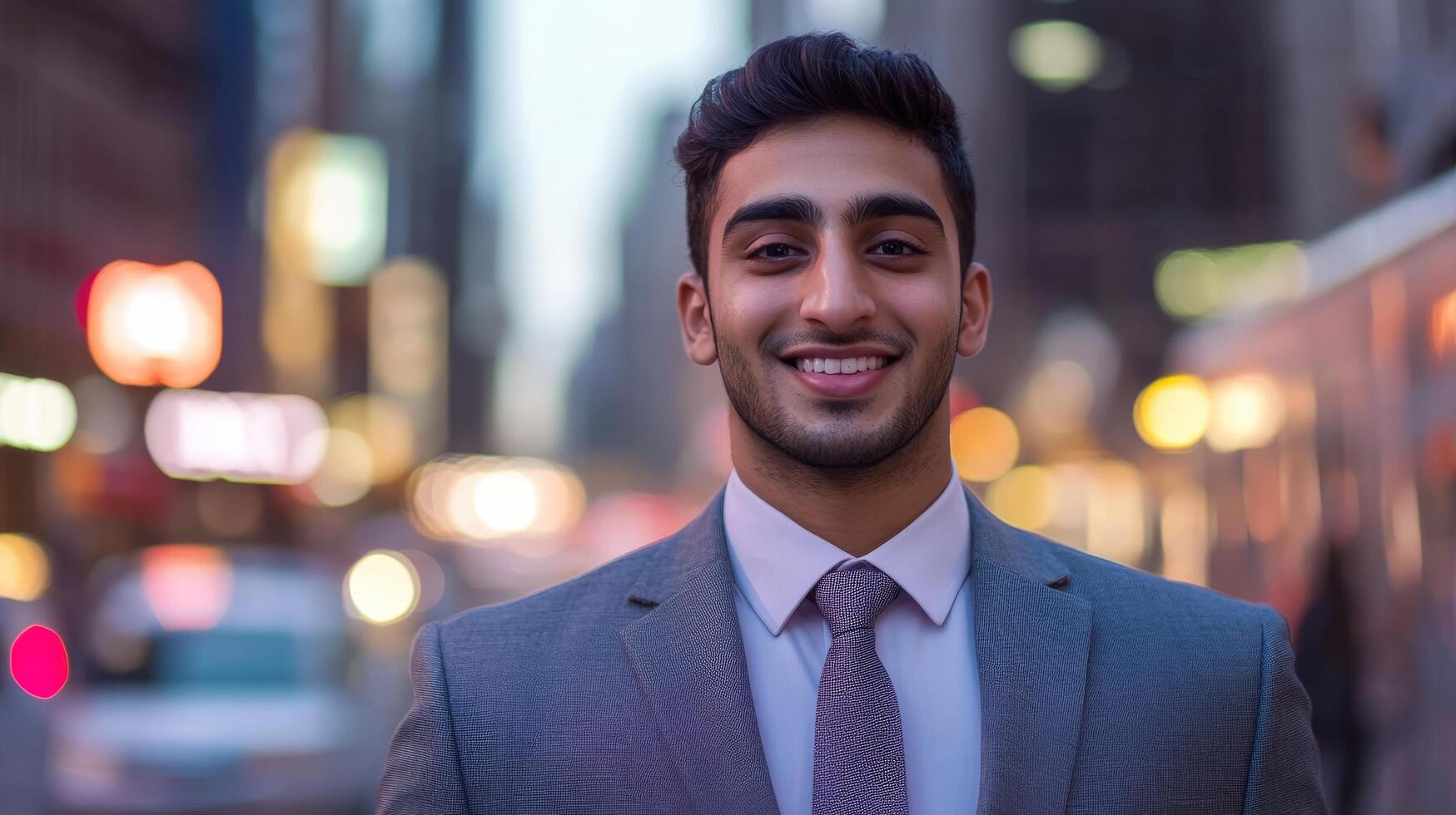 A young man in a suit and tie smiles for the camera photo