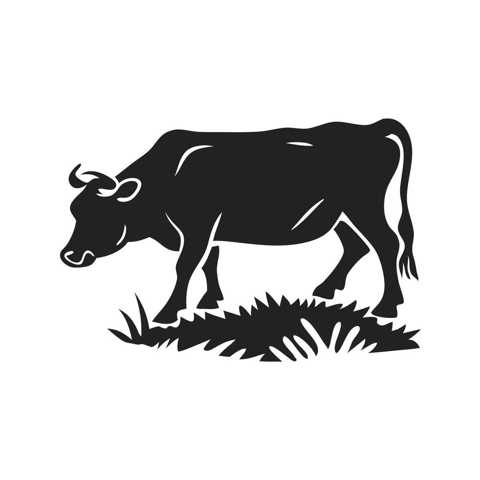 Simple Silhouette of a Walking Cow vector
